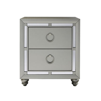 28" Solid and Manufactured Wood And Mirrored Glass Nightstand HomeRoots