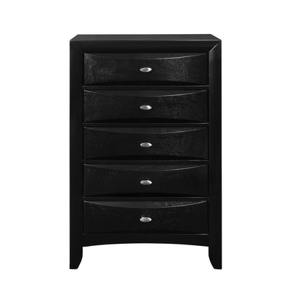 41" Black Solid Wood Five Drawer Dresser HomeRoots