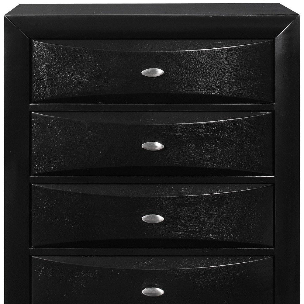 41" Black Solid Wood Five Drawer Dresser HomeRoots