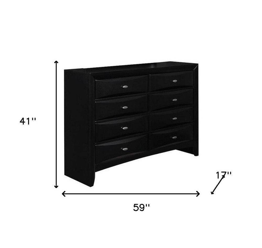 41" Black Solid Wood Five Drawer Dresser HomeRoots