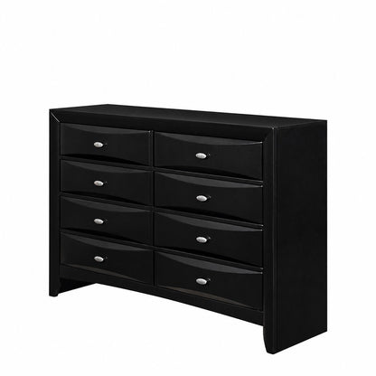 59" Black Solid Wood Eight Drawer Double Dresser