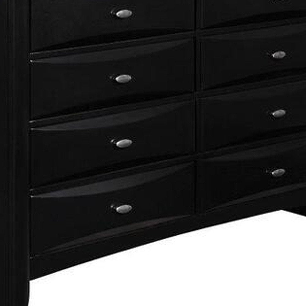 59" Black Solid Wood Eight Drawer Double Dresser HomeRoots