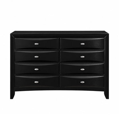 59" Black Solid Wood Eight Drawer Double Dresser