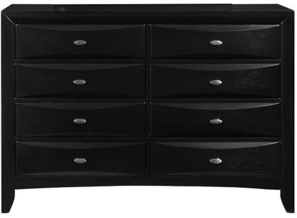 41" Black Solid Wood Five Drawer Dresser HomeRoots