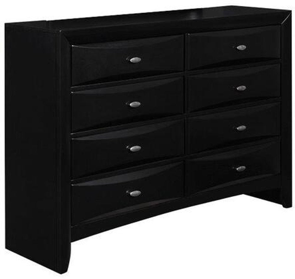 41" Black Solid Wood Five Drawer Dresser HomeRoots