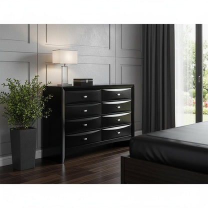 41" Black Solid Wood Five Drawer Dresser HomeRoots