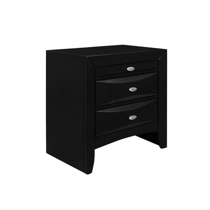 25" Black Wood Three Drawer Nightstand HomeRoots
