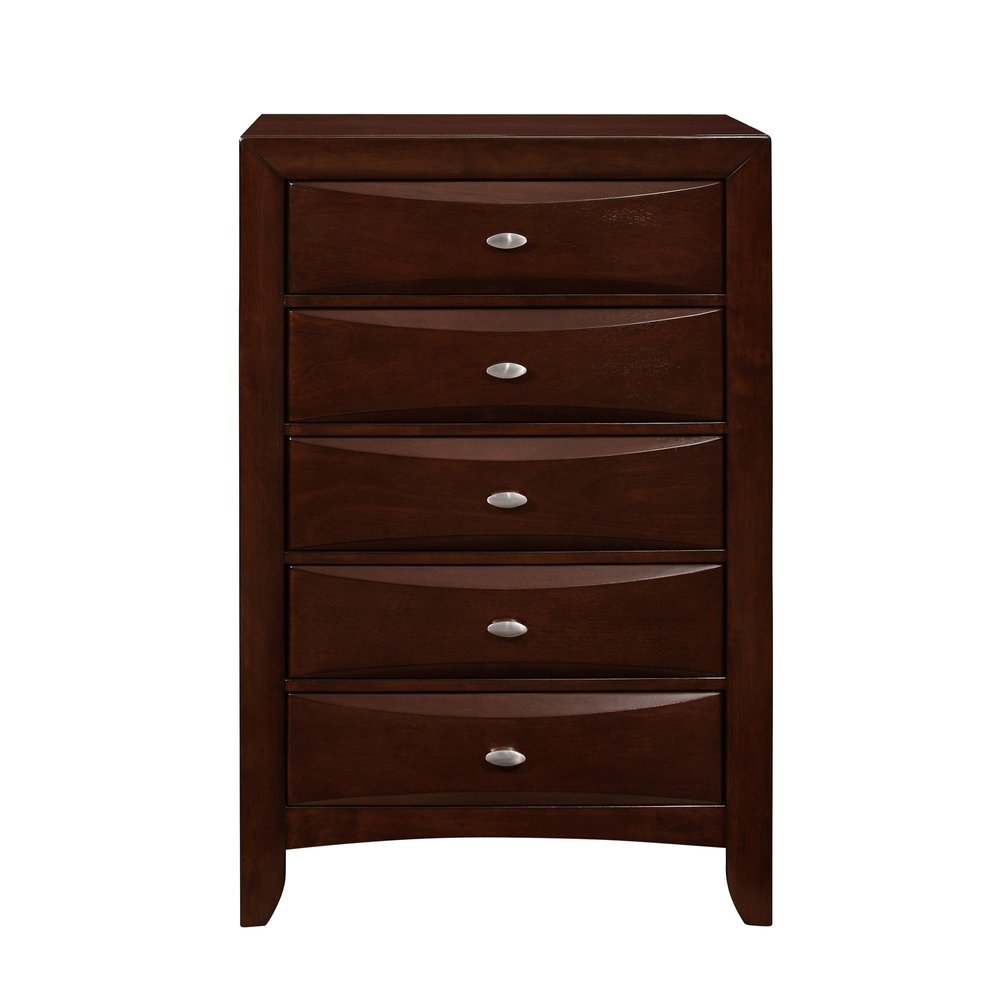 New Merlot Chest With 5 Chambared Drawer HomeRoots