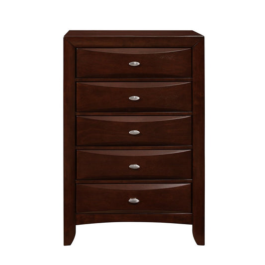 32" Merlot Solid Wood Five Drawer Dresser