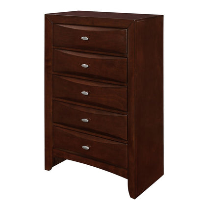 32" Merlot Solid Wood Five Drawer Dresser
