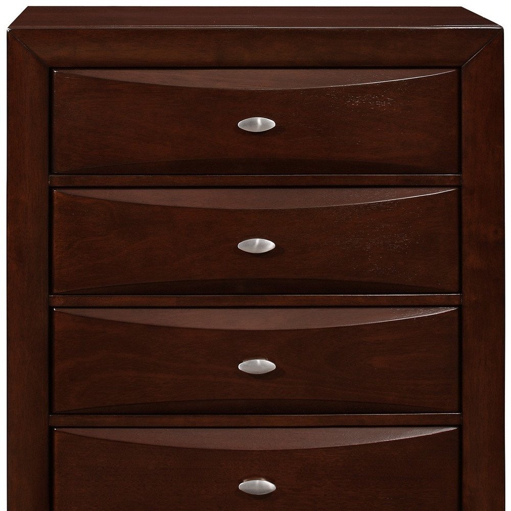 32" Merlot Solid Wood Five Drawer Dresser