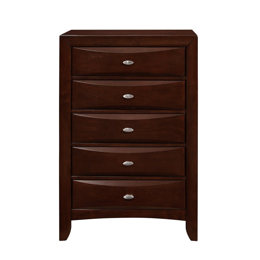 New Merlot Chest With 5 Chambared Drawer HomeRoots