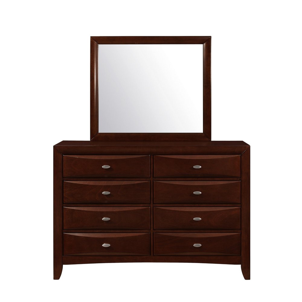 54" Cherry Solid Wood Eight Drawer Double Dresser HomeRoots
