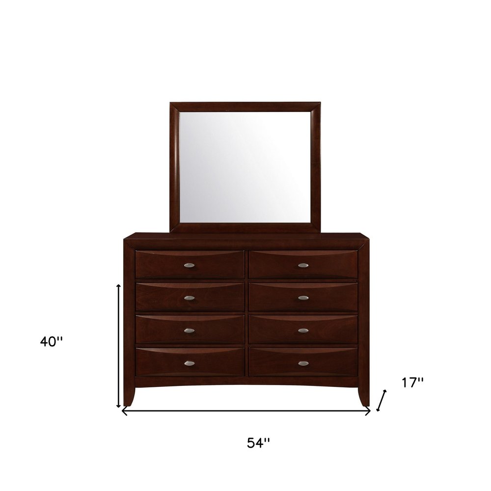 54" Cherry Solid Wood Eight Drawer Double Dresser HomeRoots