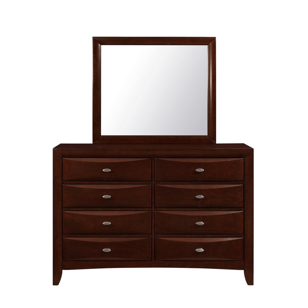 54" Cherry Solid Wood Eight Drawer Double Dresser HomeRoots