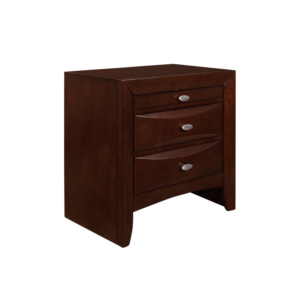 25" Merlot Wood Three Drawer Nightstand — view 2