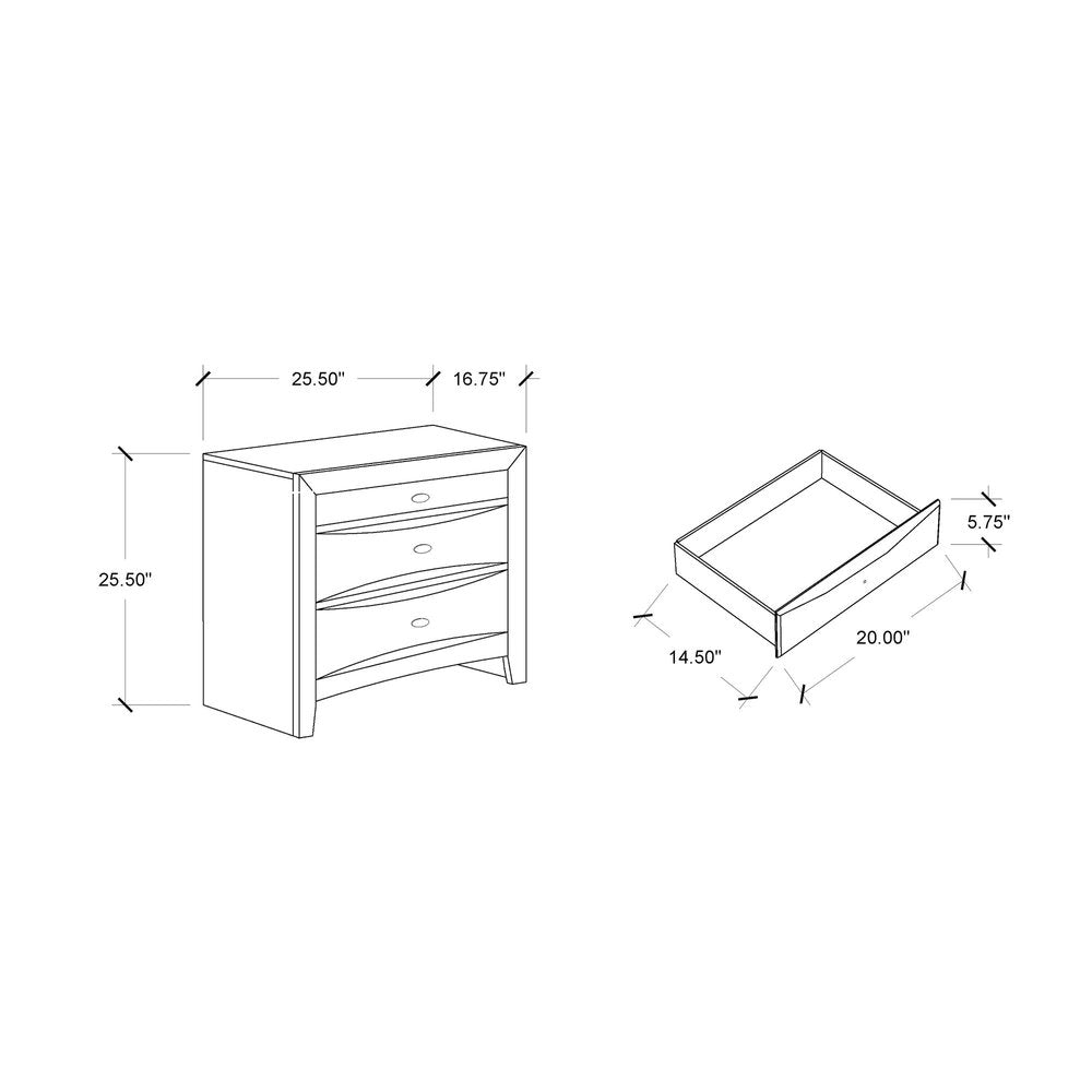 25" Merlot Wood Three Drawer Nightstand — view 6