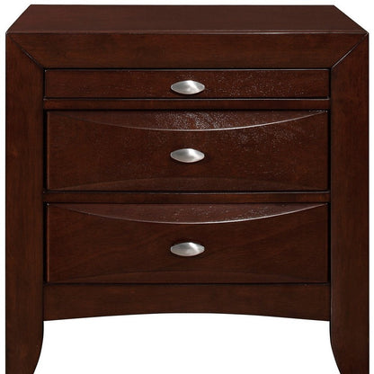 25" Merlot Wood Three Drawer Nightstand HomeRoots