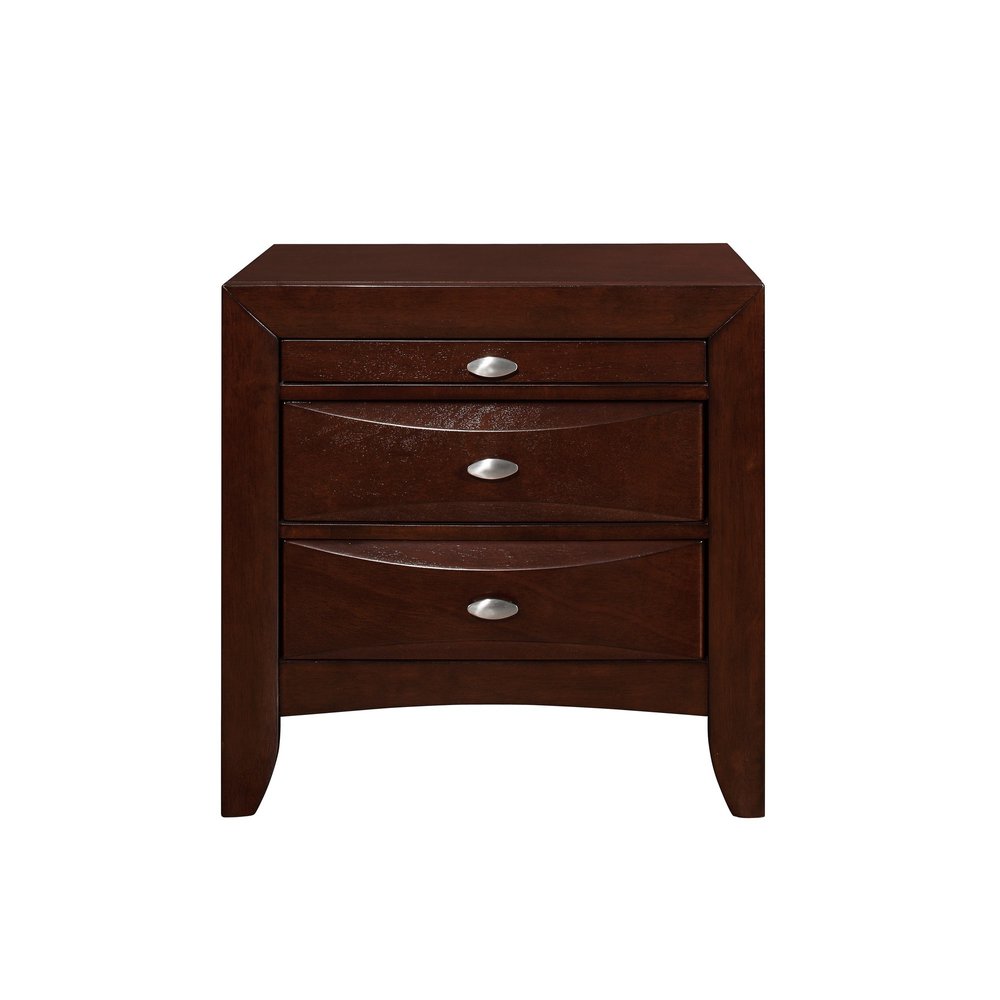 25" Merlot Wood Three Drawer Nightstand — view 6