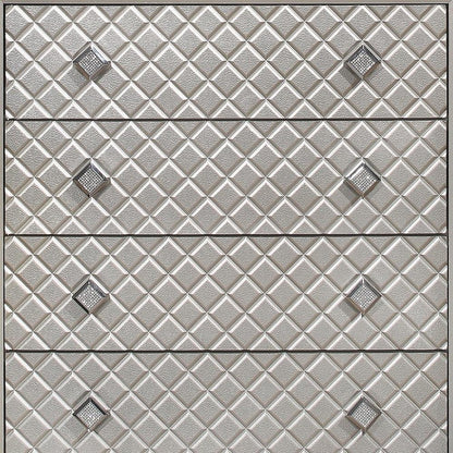 65" Champagne Carved Geometric Solid Wood Mirrored Six Drawer Dresser HomeRoots