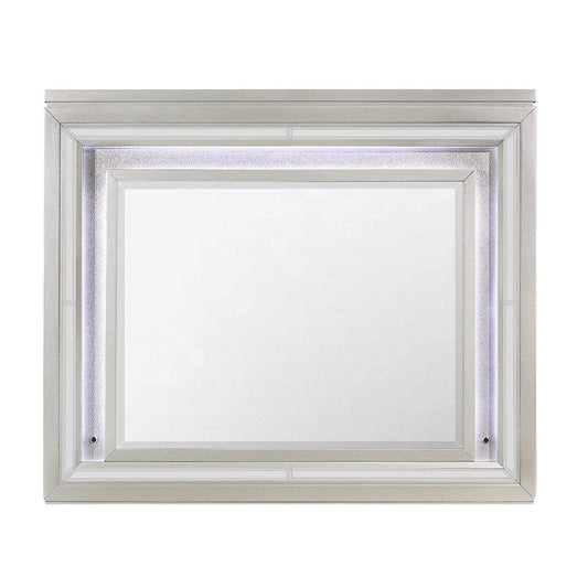 38" Champagne Wood Lighted Mounted Accent Mirror HomeRoots