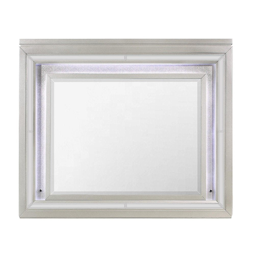 38" Champagne Wood Lighted Mounted Accent Mirror HomeRoots