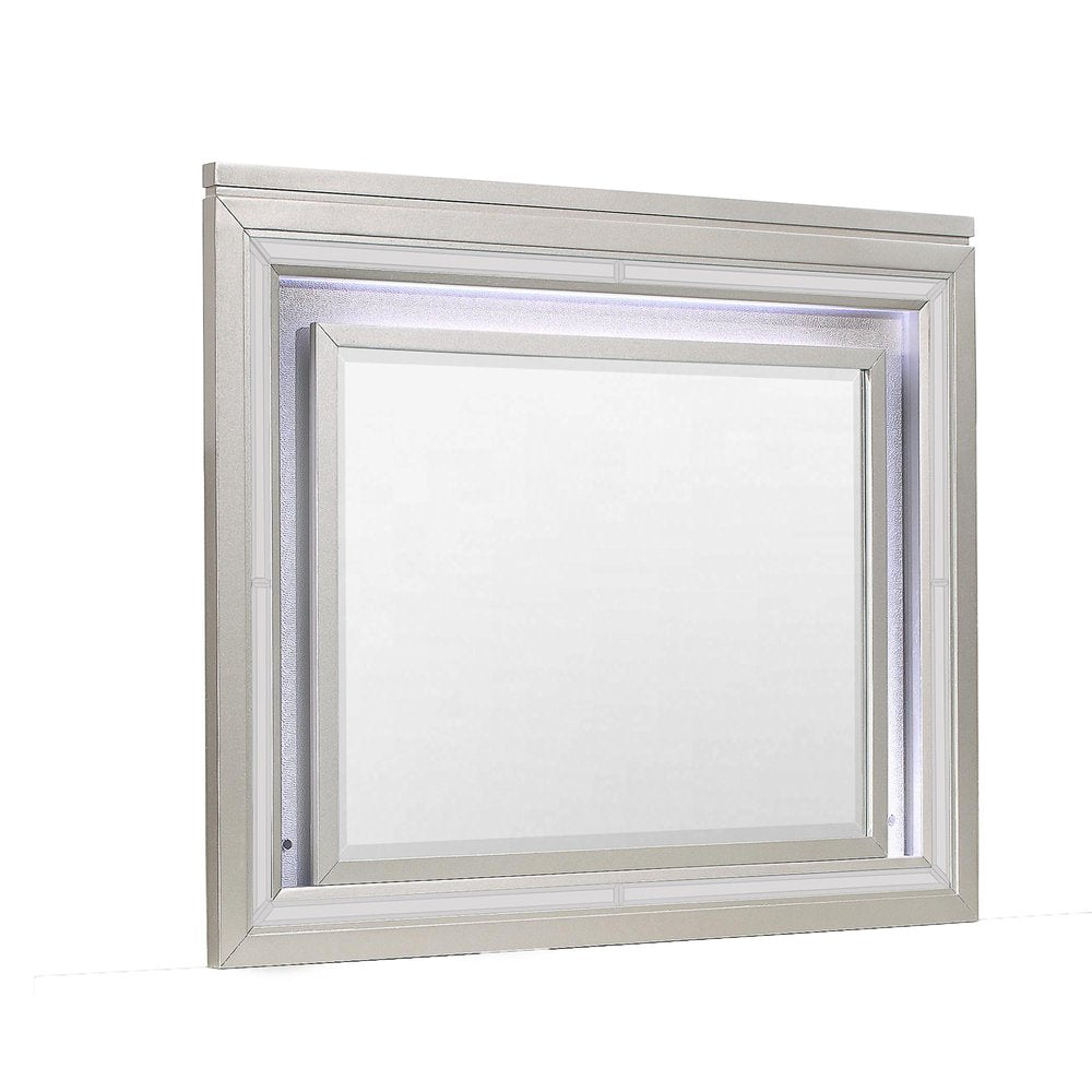 38" Champagne Wood Lighted Mounted Accent Mirror HomeRoots
