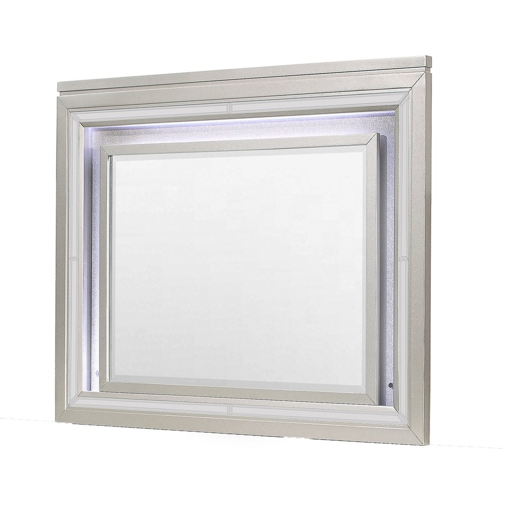 38" Champagne Wood Lighted Mounted Accent Mirror HomeRoots