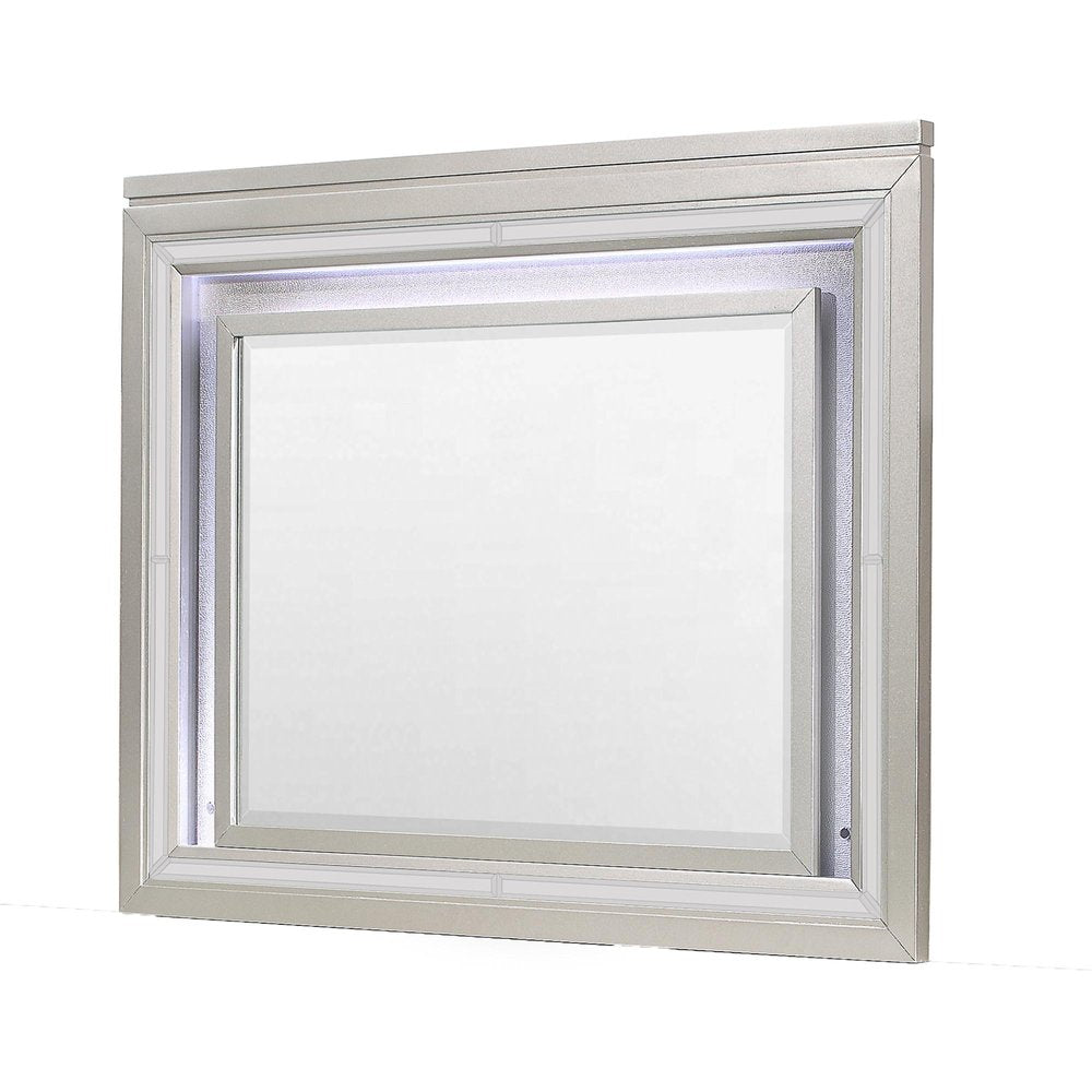 38" Champagne Wood Lighted Mounted Accent Mirror HomeRoots