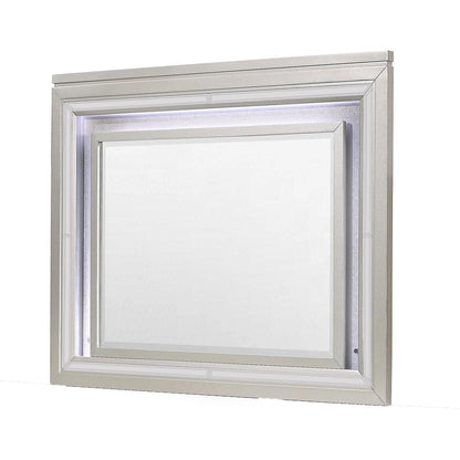 38" Champagne Wood Lighted Mounted Accent Mirror HomeRoots