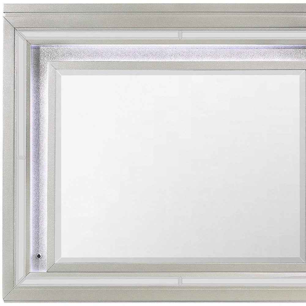 38" Champagne Wood Lighted Mounted Accent Mirror HomeRoots