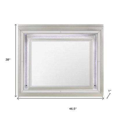 38" Champagne Wood Lighted Mounted Accent Mirror HomeRoots