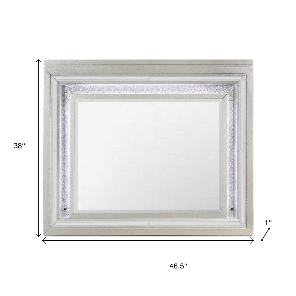 38" Champagne Wood Lighted Mounted Accent Mirror HomeRoots