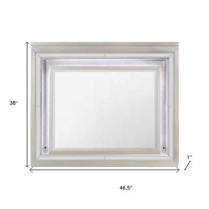 38" Champagne Wood Lighted Mounted Accent Mirror HomeRoots