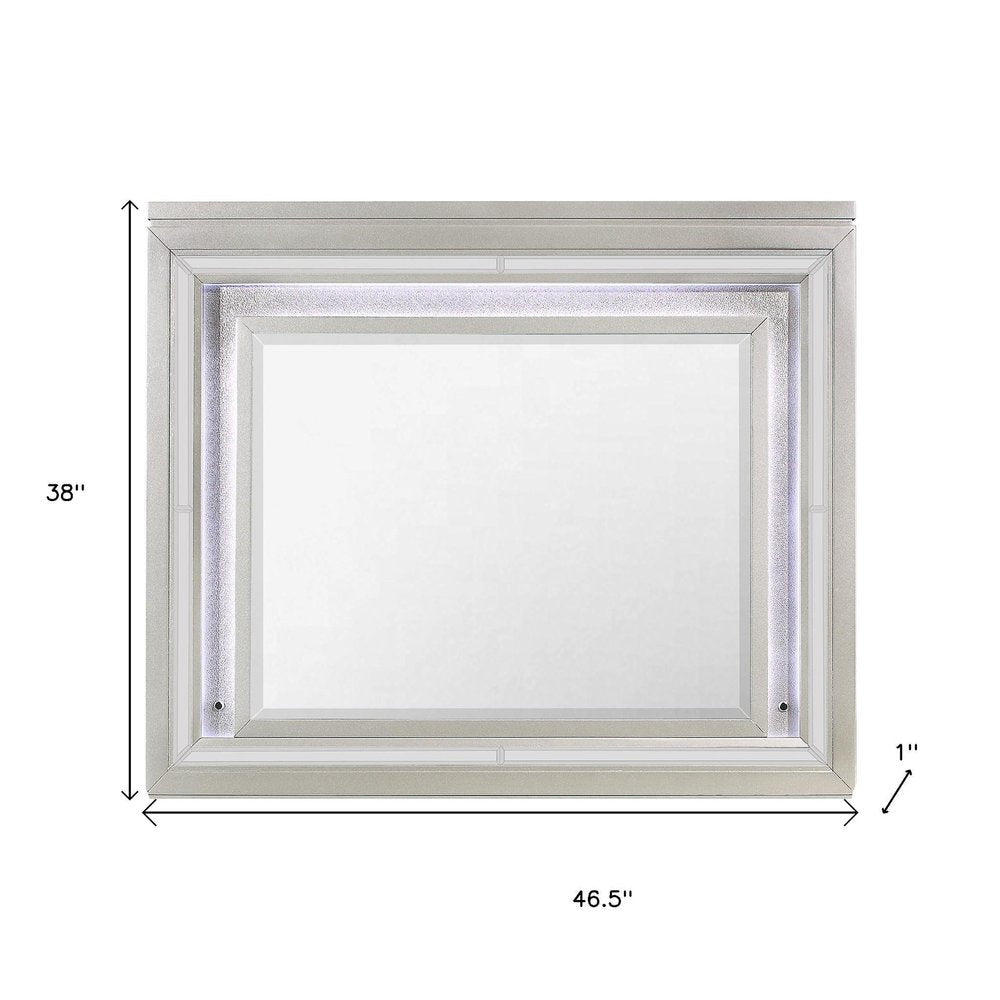 38" Champagne Wood Lighted Mounted Accent Mirror HomeRoots
