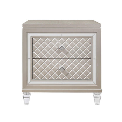 26" Solid and Manufactured Wood And Mirrored Glass Nightstand HomeRoots