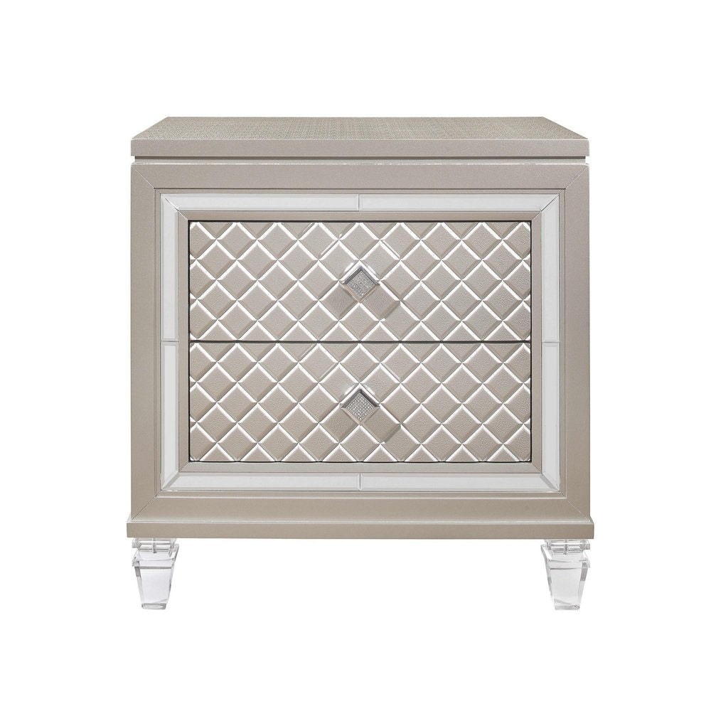 26" Solid and Manufactured Wood And Mirrored Glass Nightstand HomeRoots