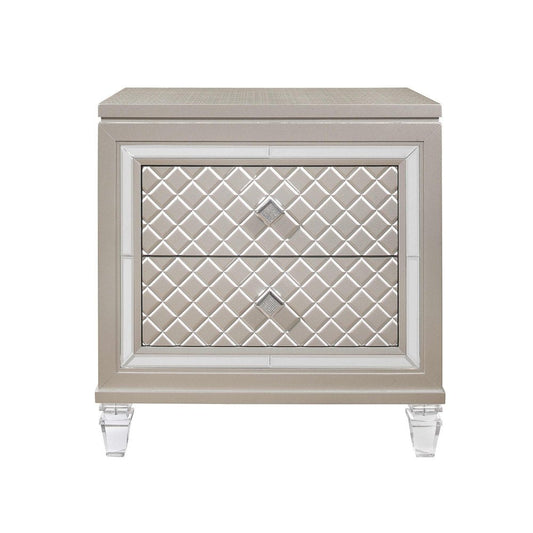 26" Solid and Manufactured Wood And Mirrored Glass Nightstand