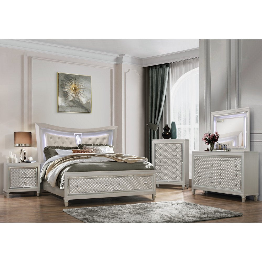 26" Solid and Manufactured Wood And Mirrored Glass Nightstand HomeRoots