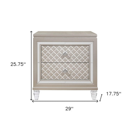 26" Solid and Manufactured Wood And Mirrored Glass Nightstand HomeRoots