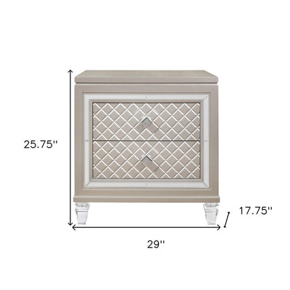 26" Solid and Manufactured Wood And Mirrored Glass Nightstand HomeRoots