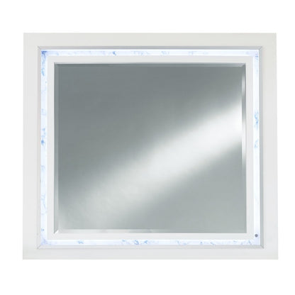 41" White Faux Marble Wood Lighted Mounted Accent Mirror HomeRoots