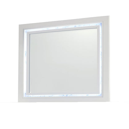 41" White Faux Marble Wood Lighted Mounted Accent Mirror HomeRoots