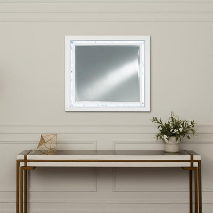 41" White Faux Marble Wood Lighted Mounted Accent Mirror HomeRoots