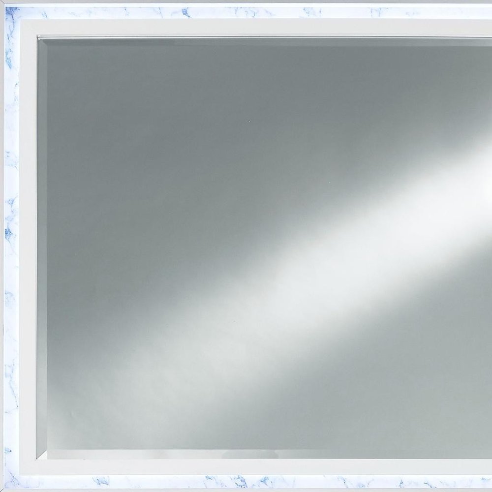 41" White Faux Marble Wood Lighted Mounted Accent Mirror HomeRoots
