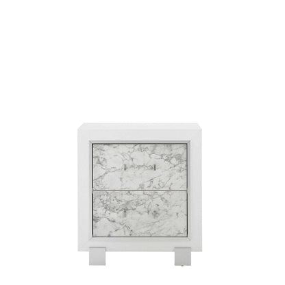 29" White Wood Two Drawer Nightstand HomeRoots