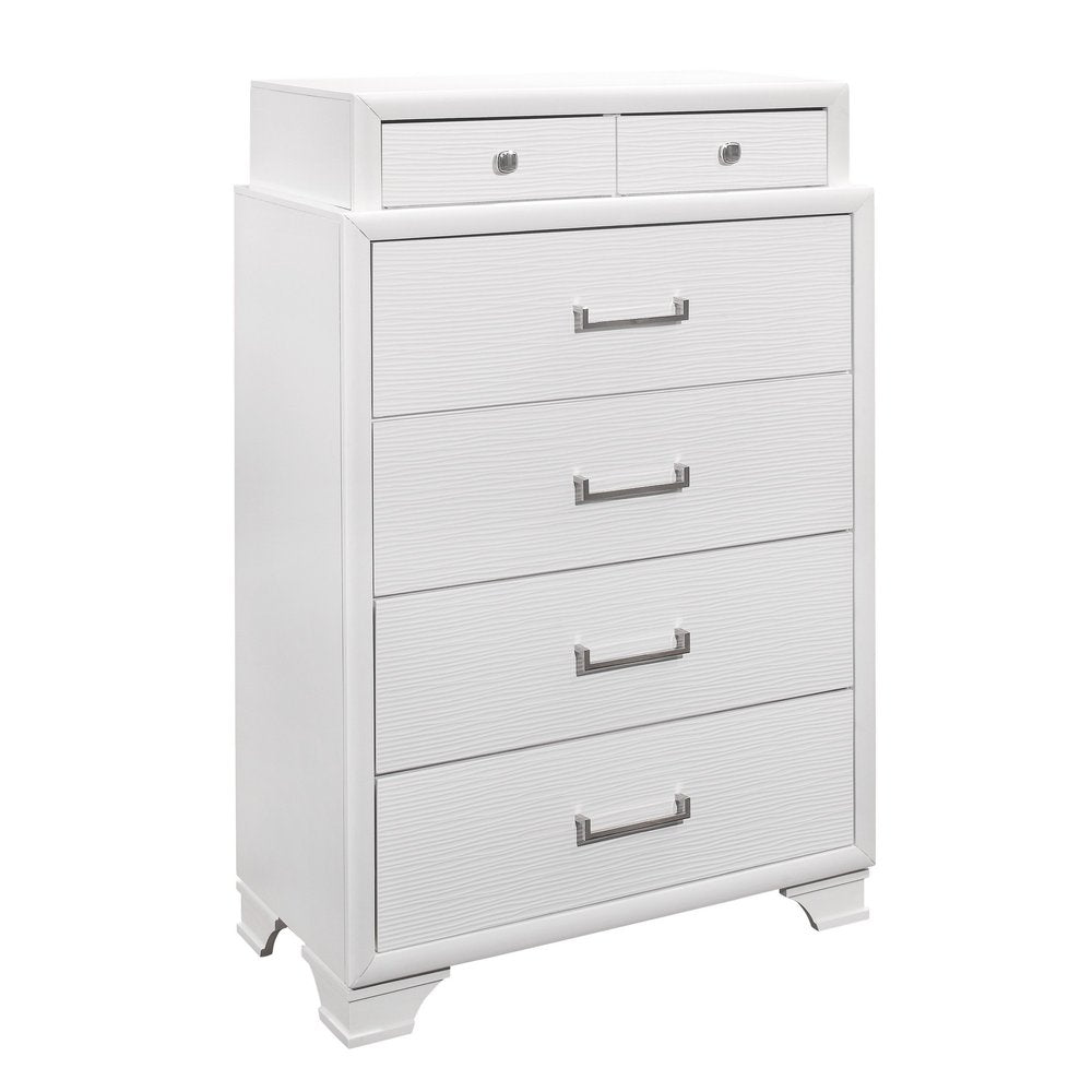 59" White Solid Wood Mirrored Nine Drawer
