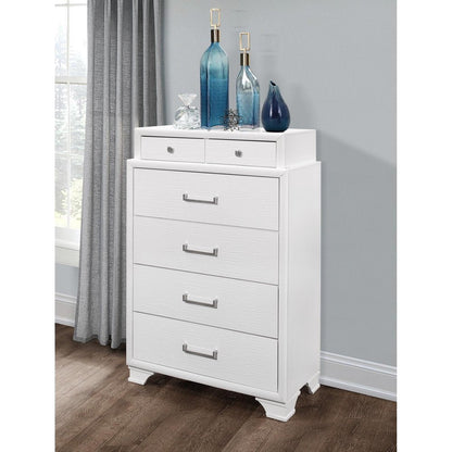 59" White Solid Wood Mirrored Nine Drawer HomeRoots