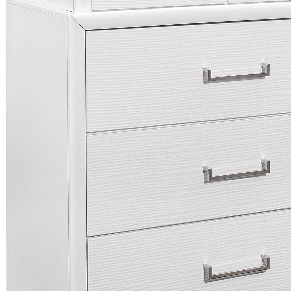 59" White Solid Wood Mirrored Nine Drawer HomeRoots