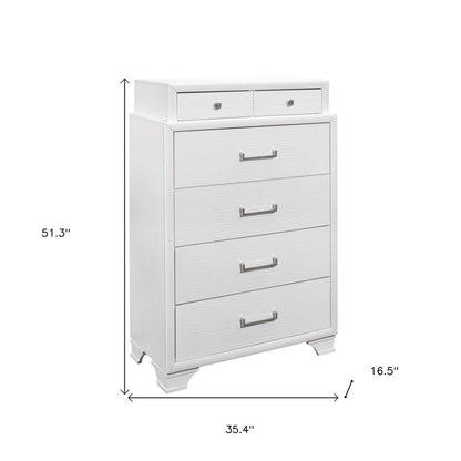 59" White Solid Wood Mirrored Nine Drawer HomeRoots